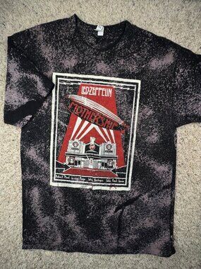 Led Zeplin Short Sleeve Dye T-shirt Size Large Multicolor Black Purple Classic